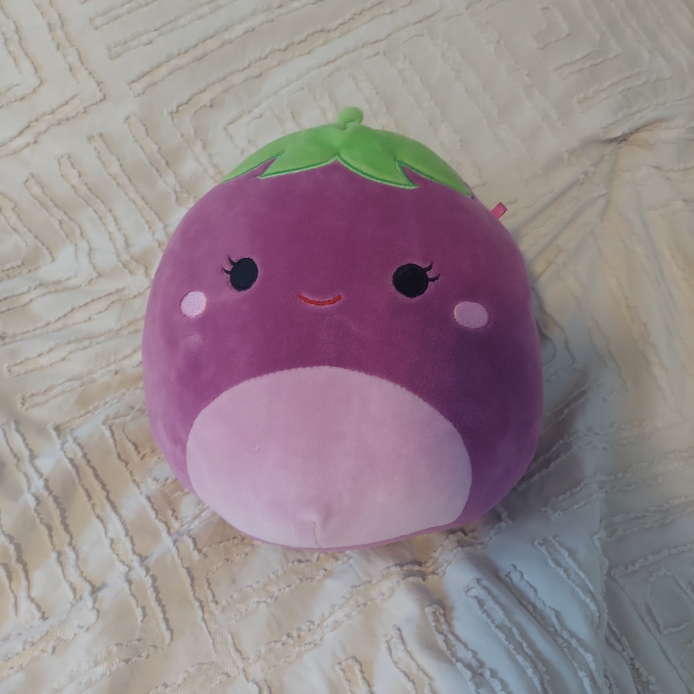 Squishmallows Purple and Green Plush Toy Eggplant Stuffed Animal Stuffy Stuffie